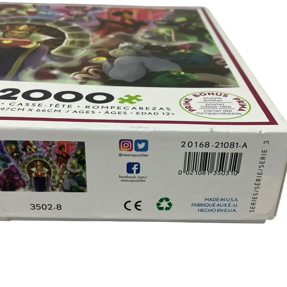Disney Puzzle 2000 Piece Villains Ceaco Evil Queen Ursula Maleficent‎ Hades